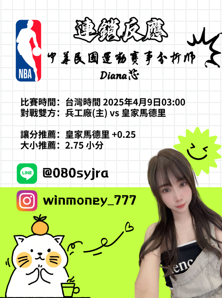 【歐洲冠軍聯賽分析】Diana-足球分析預測：4/9 歐冠 兵工廠(主) vs 皇家馬德里 比賽分析