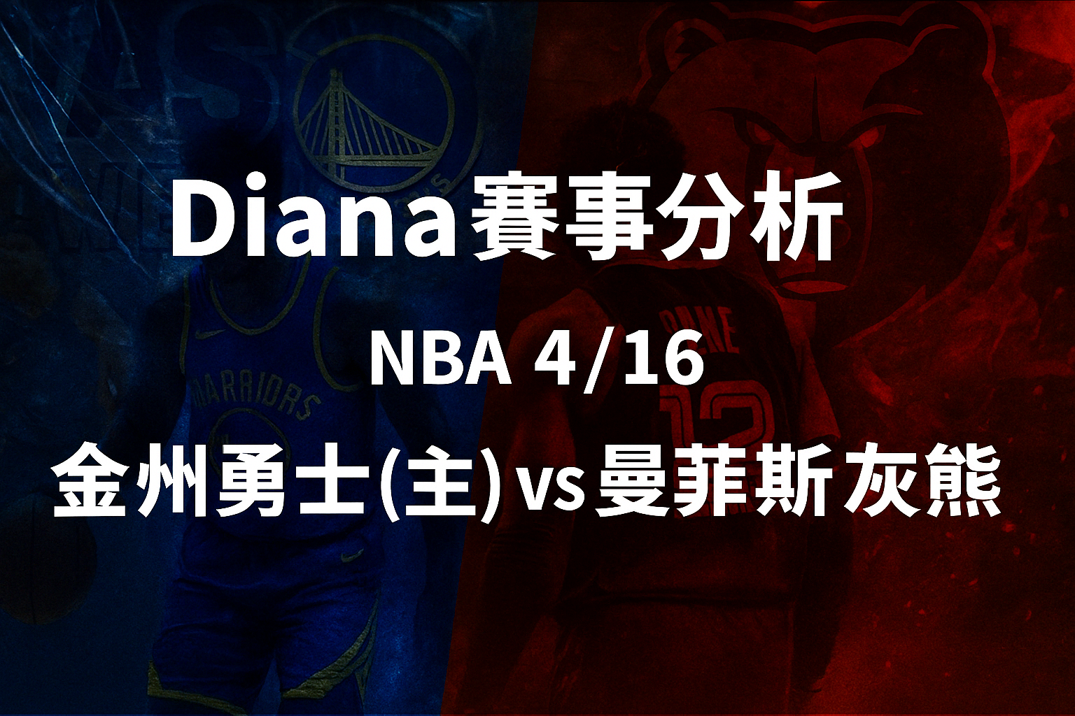 【NBA 賽事分析】Diana-NBA 戰績預測：4/16 金州勇士(主) vs 曼菲斯灰熊比賽分析